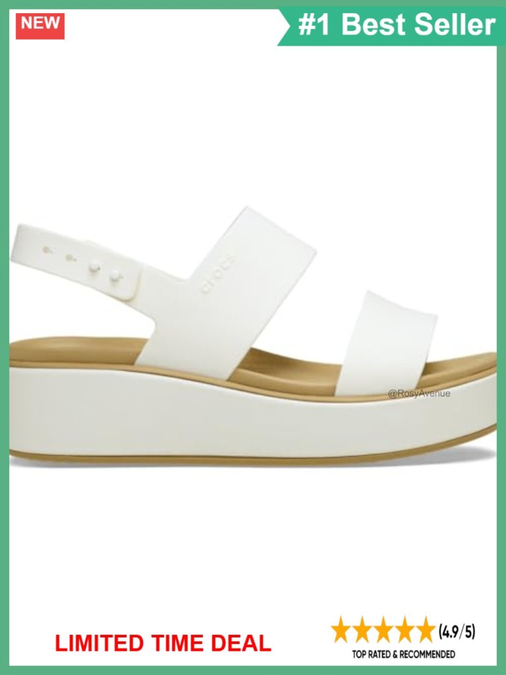 Crocs Brooklyn Low Wedge Sandals Adjustable Buckle Casual